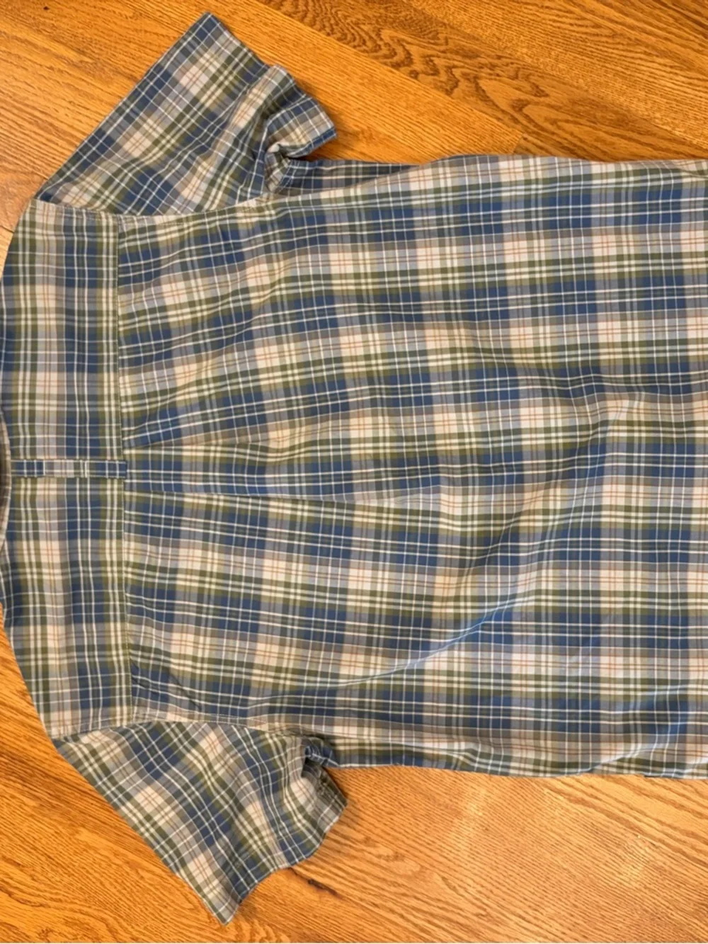The North Face Green, Blue & Tan Plaid Casual Button-Down Shirt, size Large